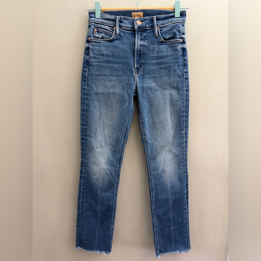 MOTHER The Mid Rise Dazzler Ankle Fray in Opposites Attract, Size 25